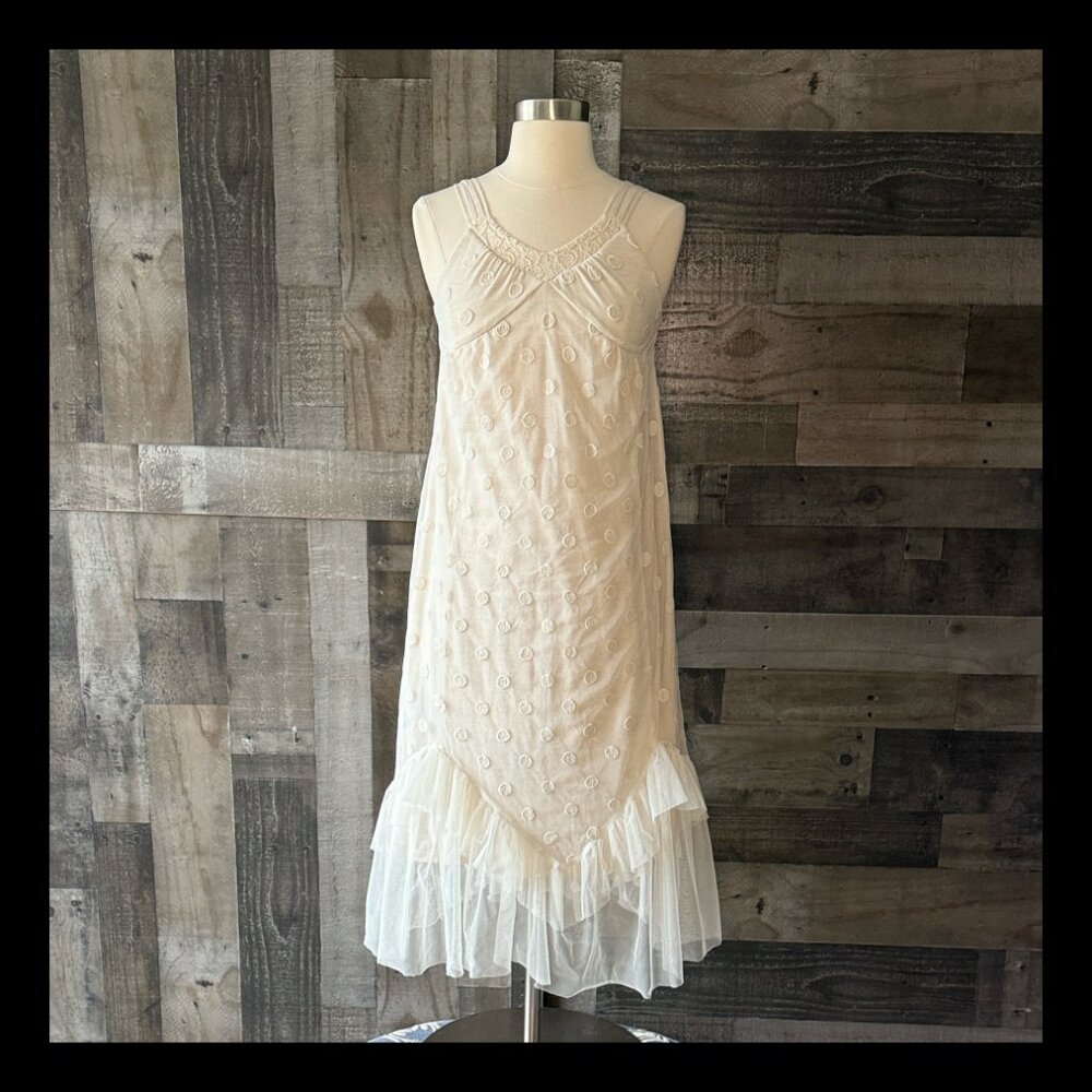 Isobella & Chloe cream polka dot lace dress girls size 8 garden party summer